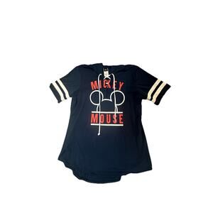 Disney Mickey Mouse Lace-Up Hoodie Tee Navy Juniors XXL Graphic Short Sleeve